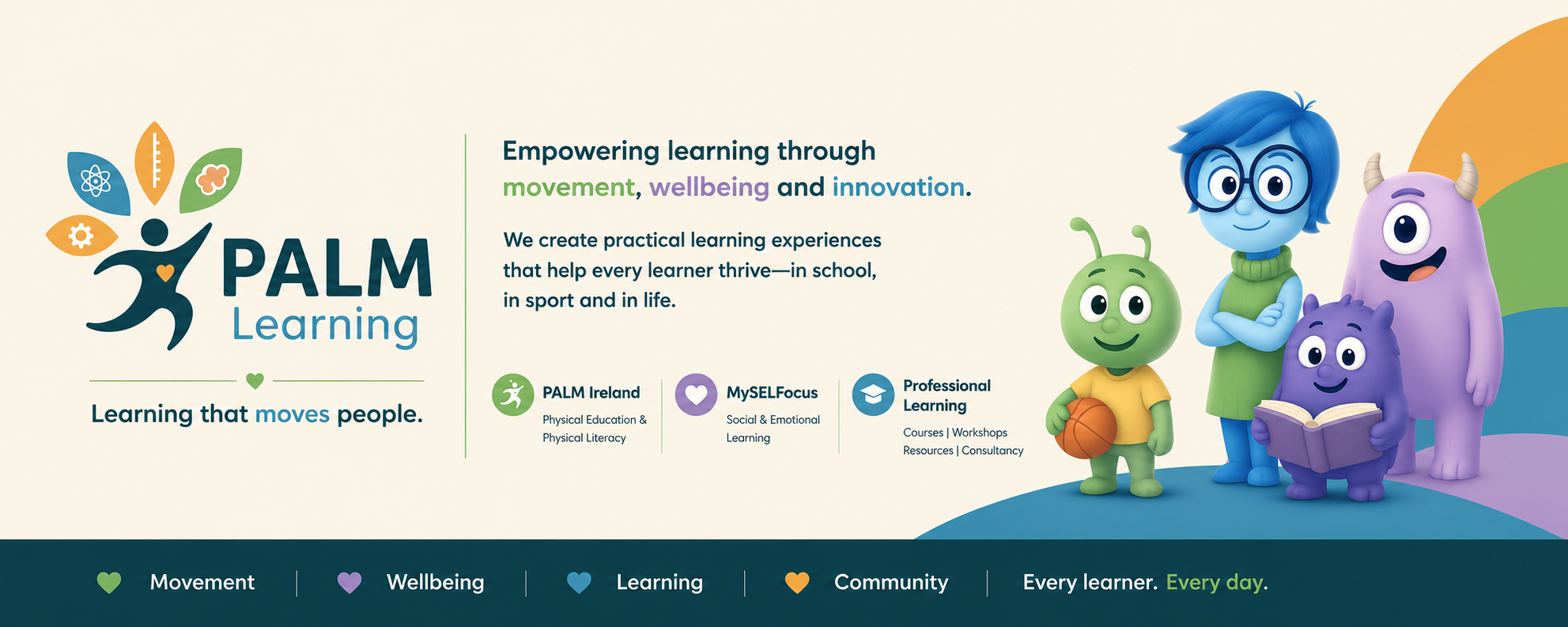 PALM Learning — empowering learning through movement, wellbeing and innovation, featuring PALM Ireland, MySELFocus and Professional Learning